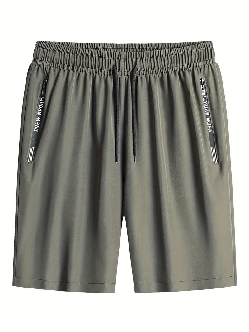 Bermudas confortáveis com bolsos com zíper, shorts casuais de cor sólida para passeio e actividdades esportivas