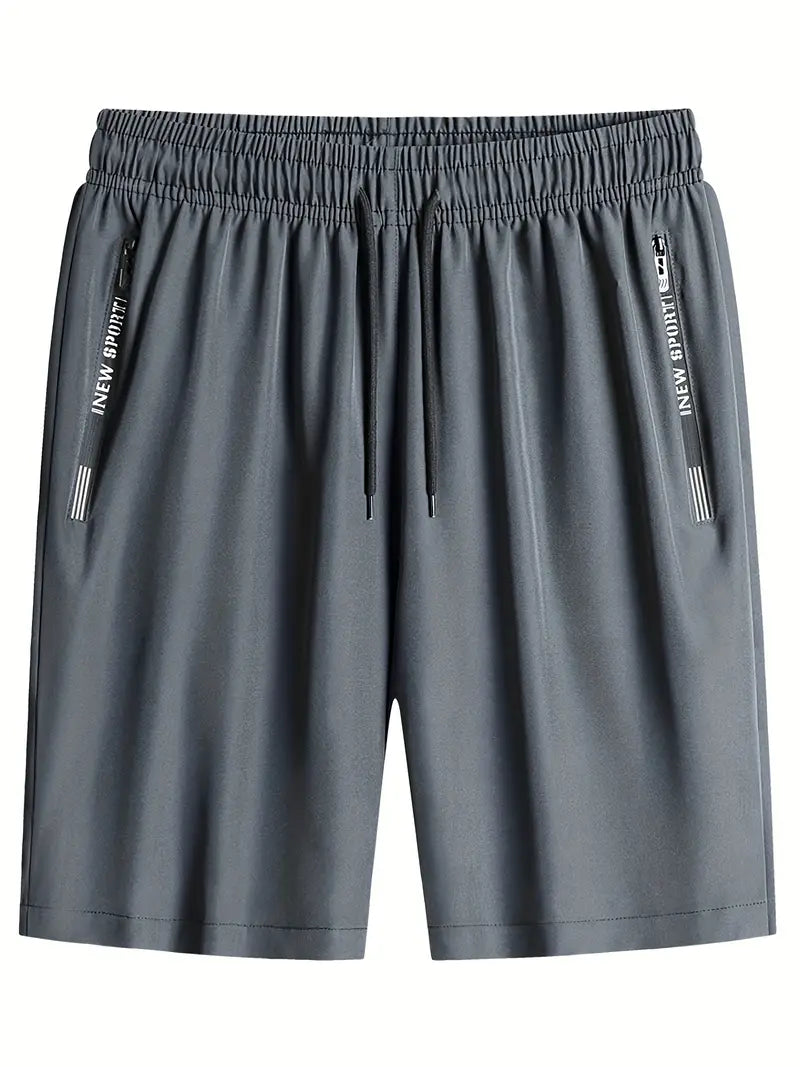 Bermudas confortáveis com bolsos com zíper, shorts casuais de cor sólida para passeio e actividdades esportivas
