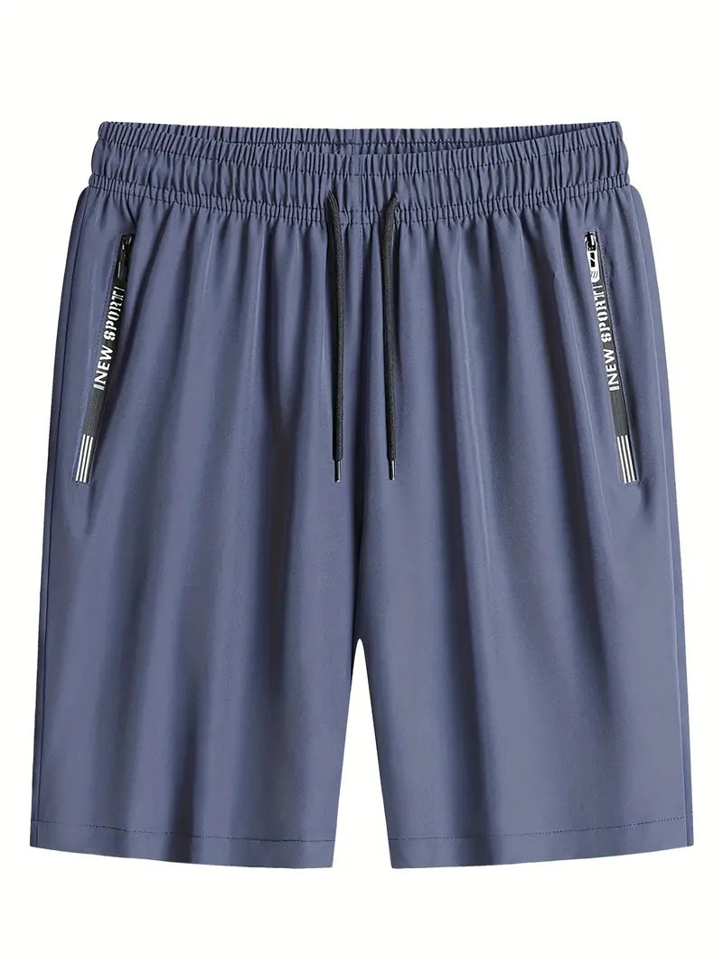 Bermudas confortáveis com bolsos com zíper, shorts casuais de cor sólida para passeio e actividdades esportivas