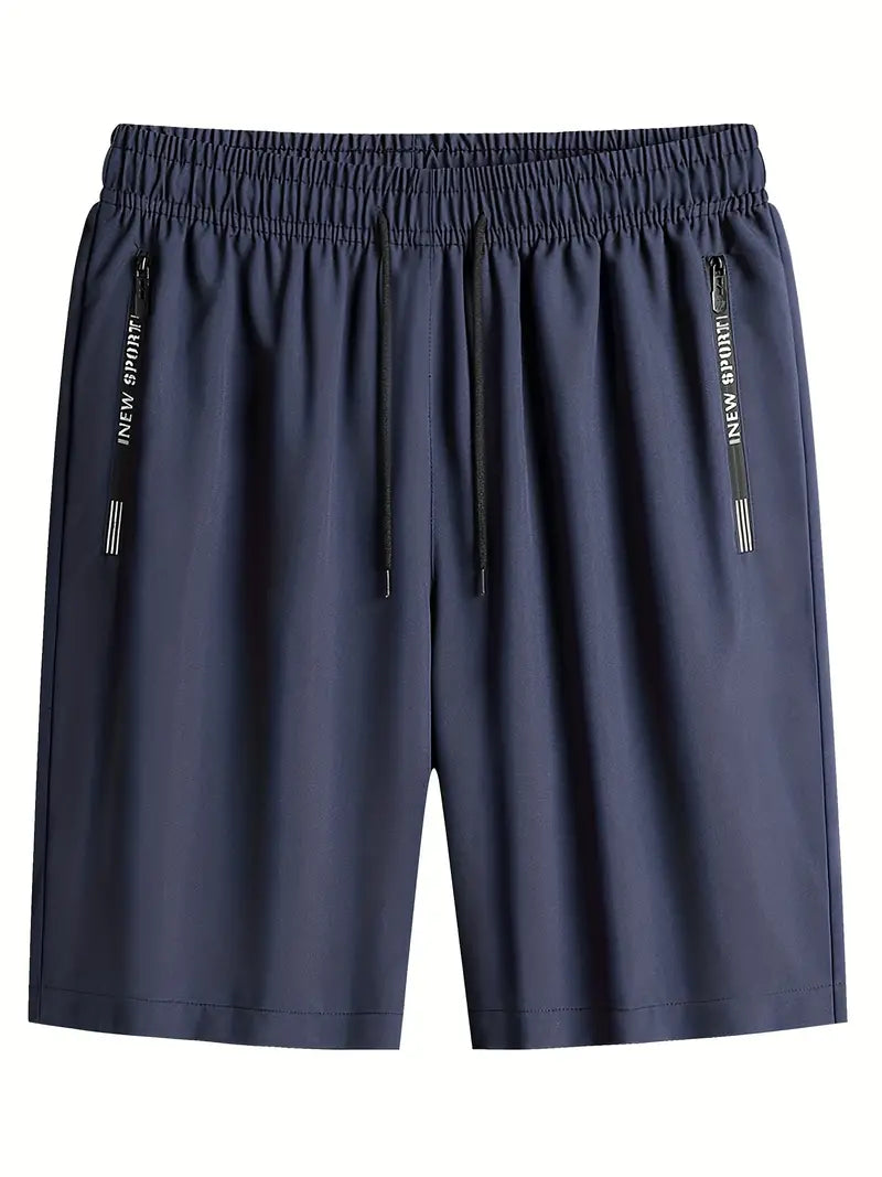 Bermudas confortáveis com bolsos com zíper, shorts casuais de cor sólida para passeio e actividdades esportivas