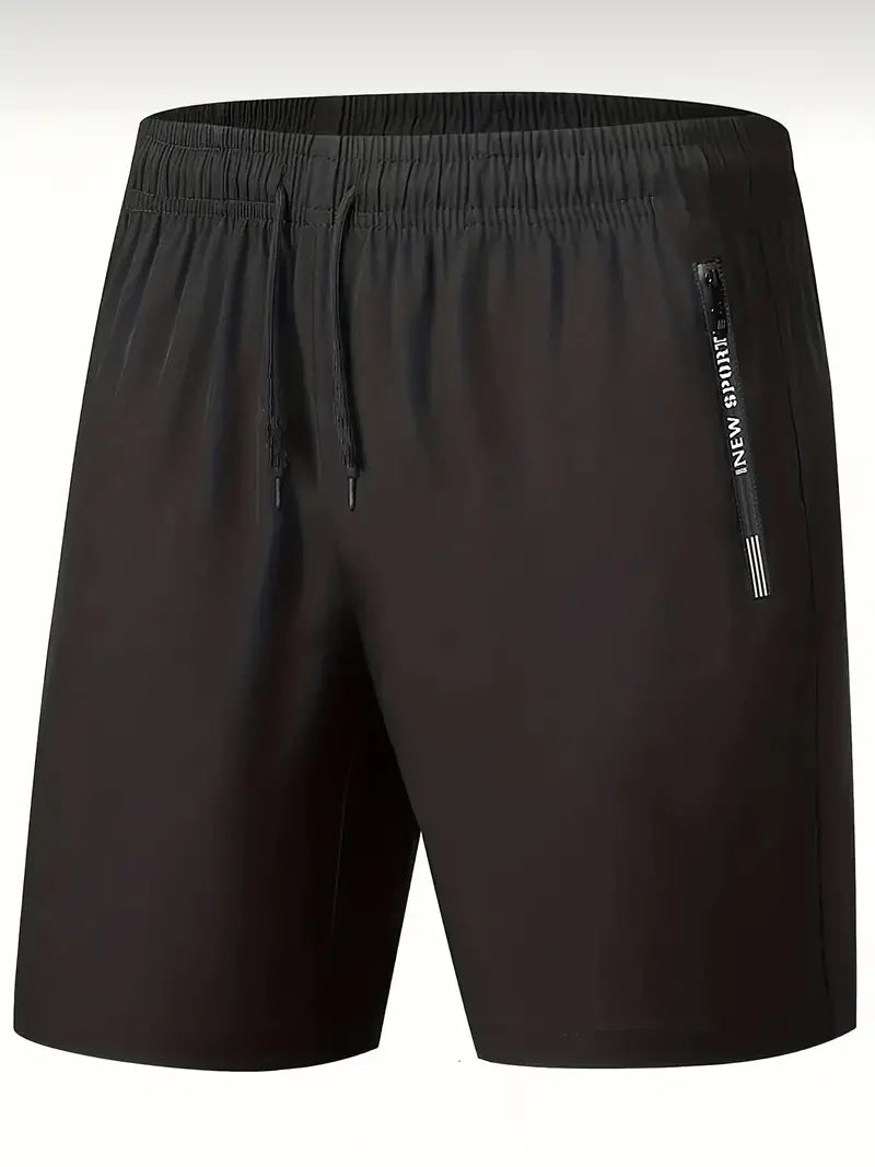 Bermudas confortáveis com bolsos com zíper, shorts casuais de cor sólida para passeio e actividdades esportivas
