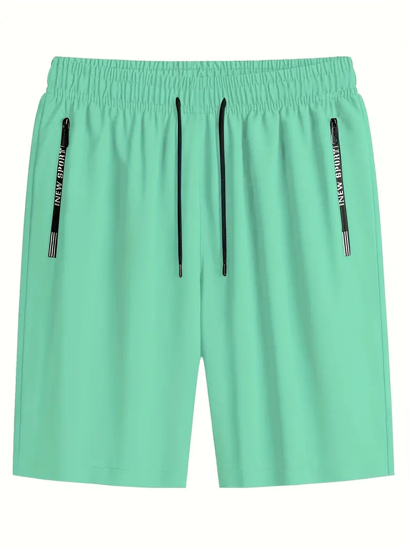 Bermudas confortáveis com bolsos com zíper, shorts casuais de cor sólida para passeio e actividdades esportivas