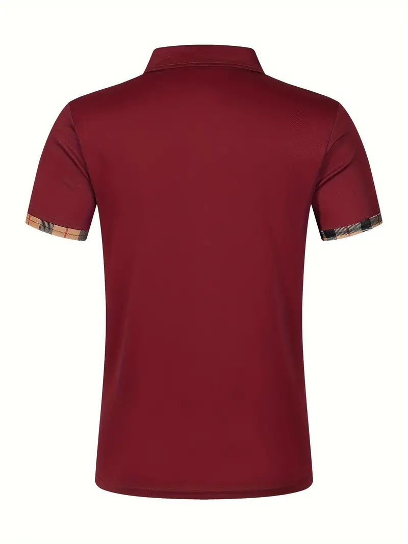 Camisa de manga curta masculina de riscas de cores, para lazer e esportes