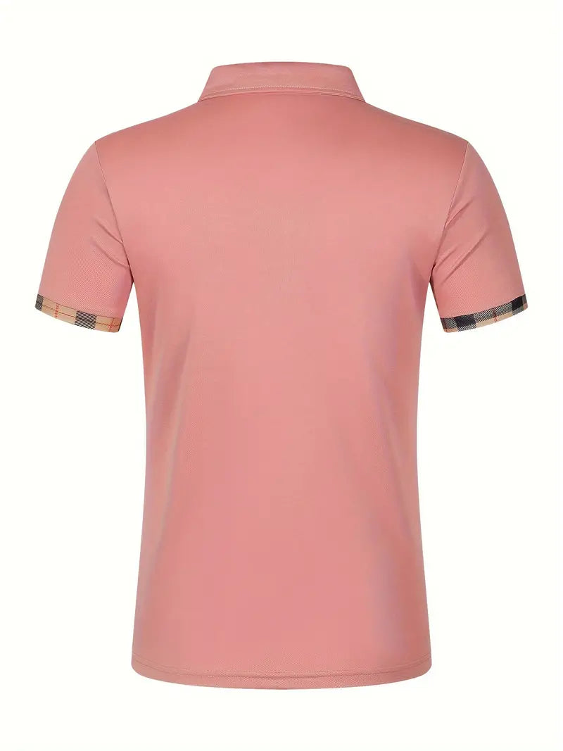 Camisa de manga curta masculina de riscas de cores, para lazer e esportes