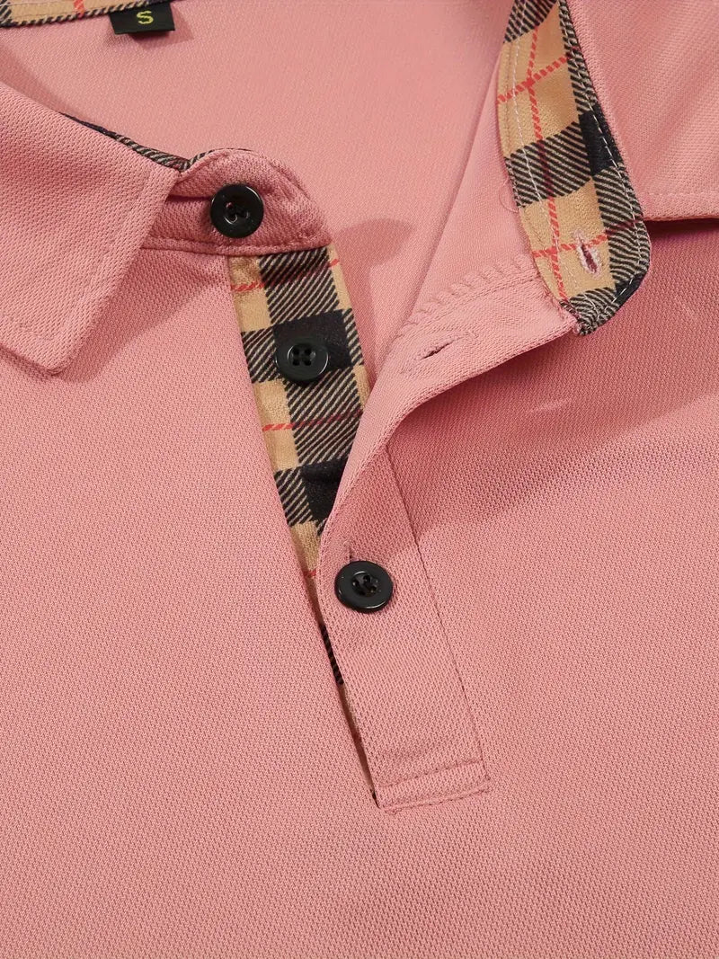 Camisa de manga curta masculina de riscas de cores, para lazer e esportes