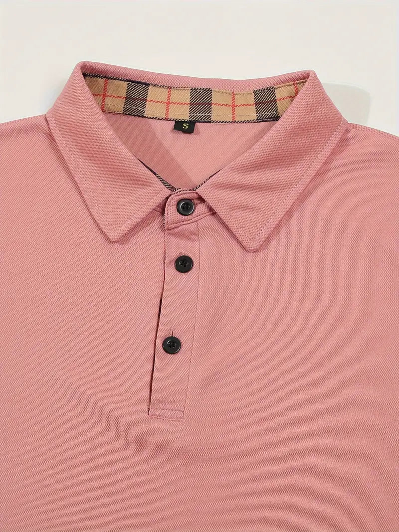 Camisa de manga curta masculina de riscas de cores, para lazer e esportes