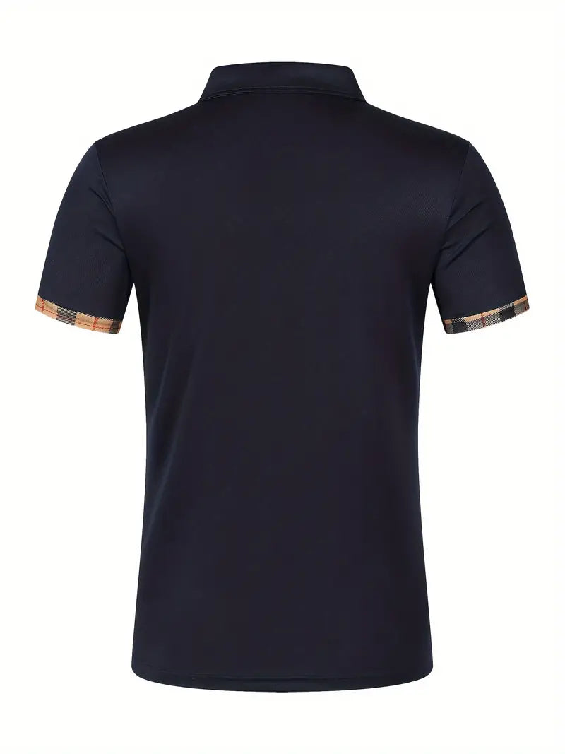 Camisa de manga curta masculina de riscas de cores, para lazer e esportes