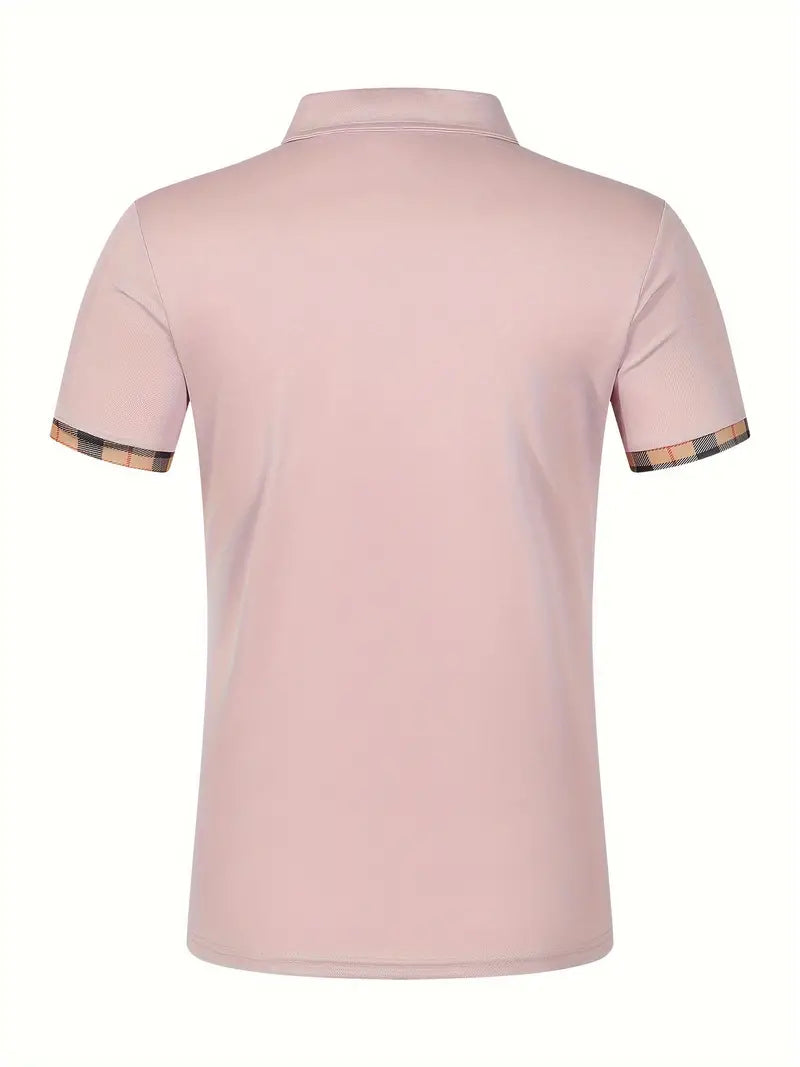 Camisa de manga curta masculina de riscas de cores, para lazer e esportes