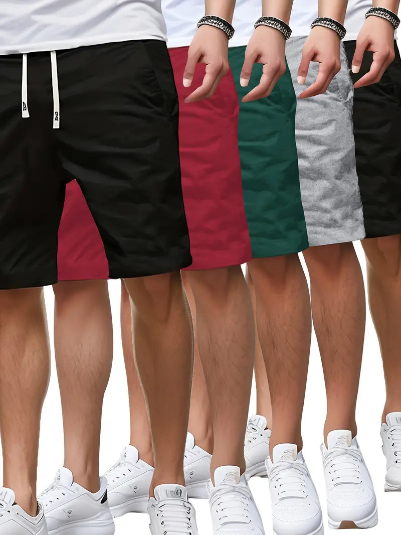 Shorts de cordão diários casuais para homens, com bolsos, para uso em caminhadas e corrida