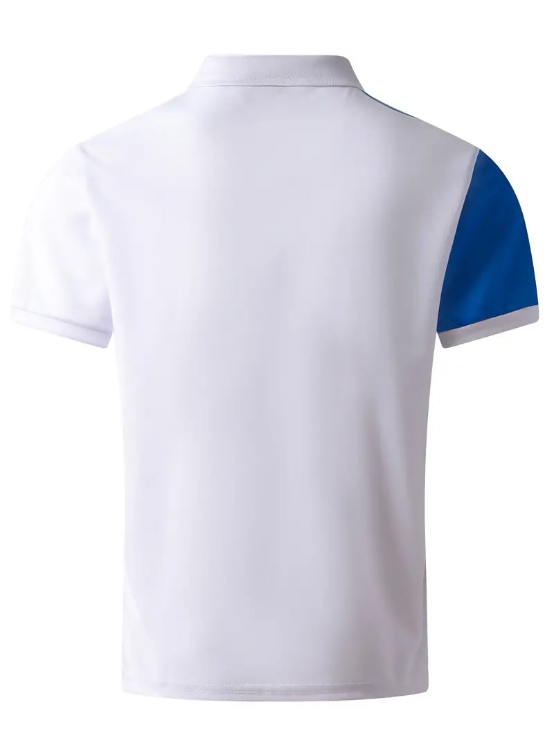 Camisete polo masculina elegante com zíper e cor sólida