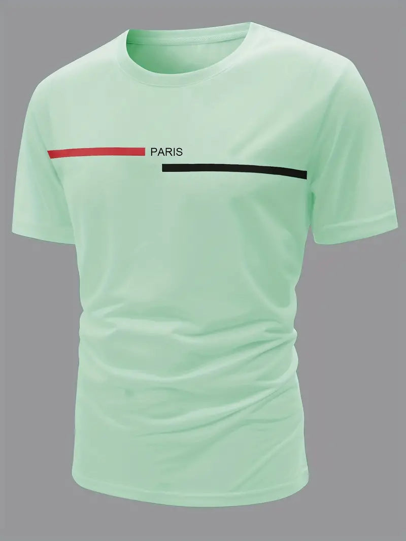 Camiseta masculina moderna com estampa de alfabeto – estilo confortável com gola redonda