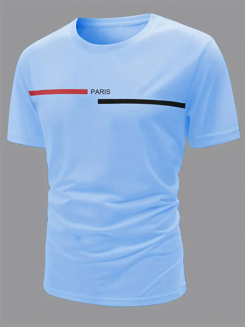 Camiseta masculina moderna com estampa de alfabeto – estilo confortável com gola redonda
