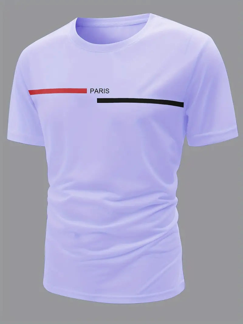 Camiseta masculina moderna com estampa de alfabeto – estilo confortável com gola redonda