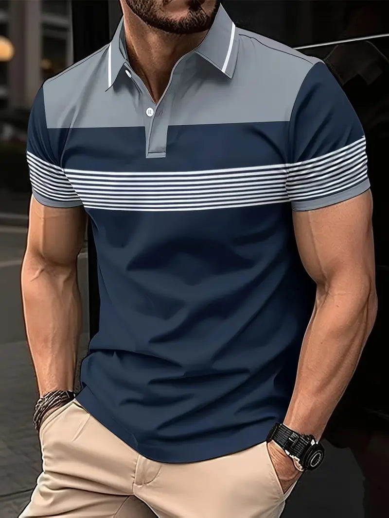 Camisete polo masculino elegante – tecido respirável e de secagem rápida