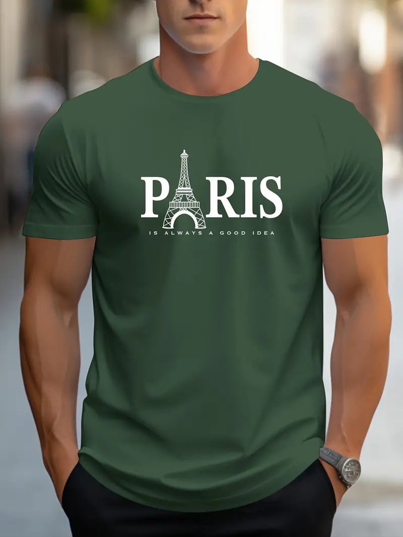 Camiseta masculina de Algodão respirável, manga curta, gola redonda