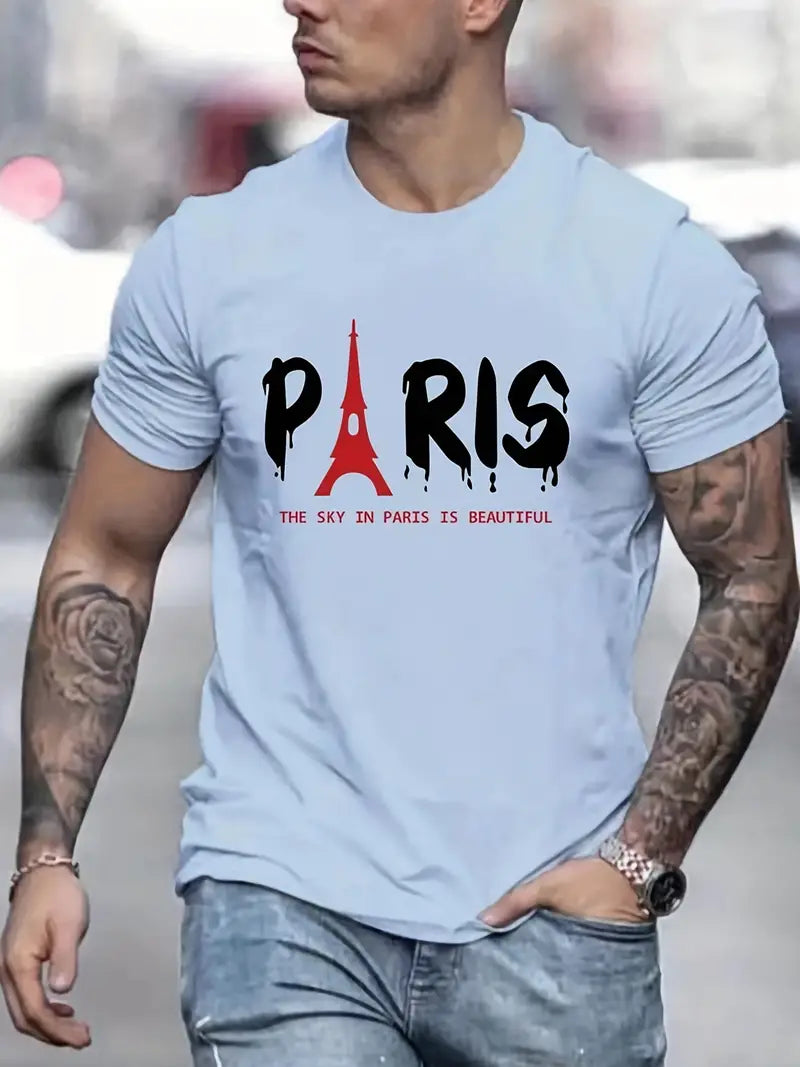Camiseta masculina de Algodão respirável, manga curta, gola redonda