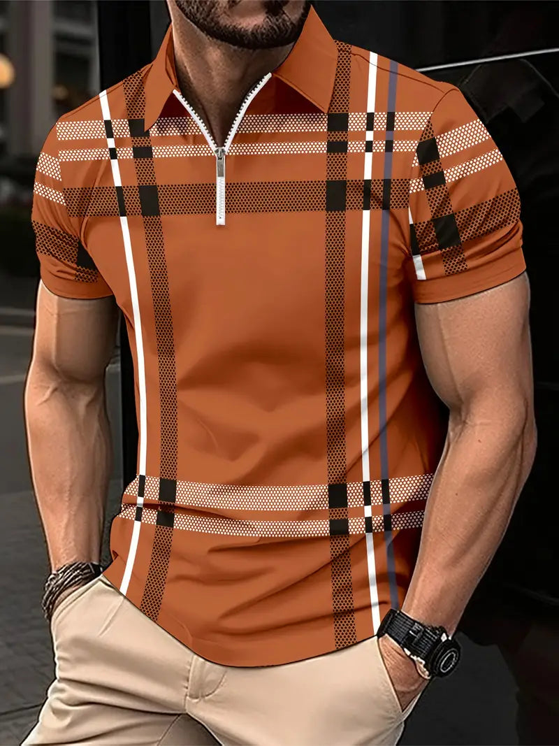 Camisete clássica de ajuste regular respirável, camiseta casual masculina com decote em v manga curta