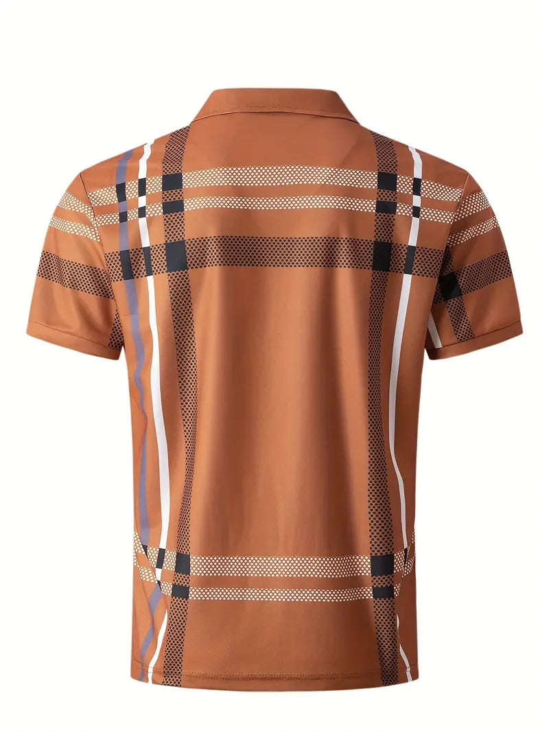 Camisete clássica de ajuste regular respirável, camiseta casual masculina com decote em v manga curta