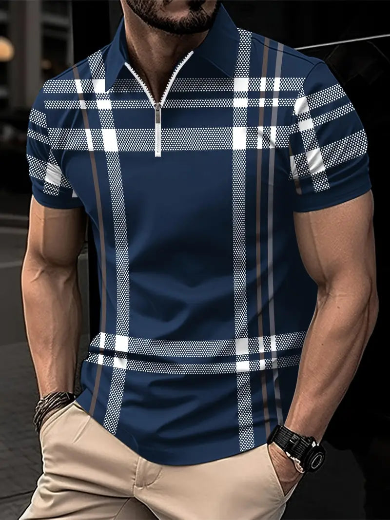 Camisete clássica de ajuste regular respirável, camiseta casual masculina com decote em v manga curta