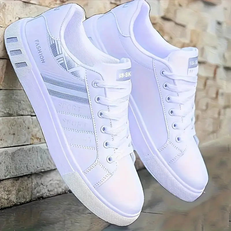 Sapatilhas masculino estilo urbano de couro PU, cano baixo confortável