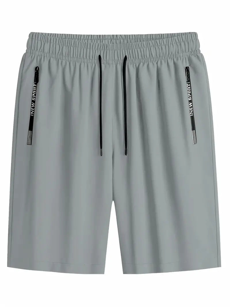 Bermudas confortáveis com bolsos com zíper, shorts casuais de cor sólida para passeio e actividdades esportivas