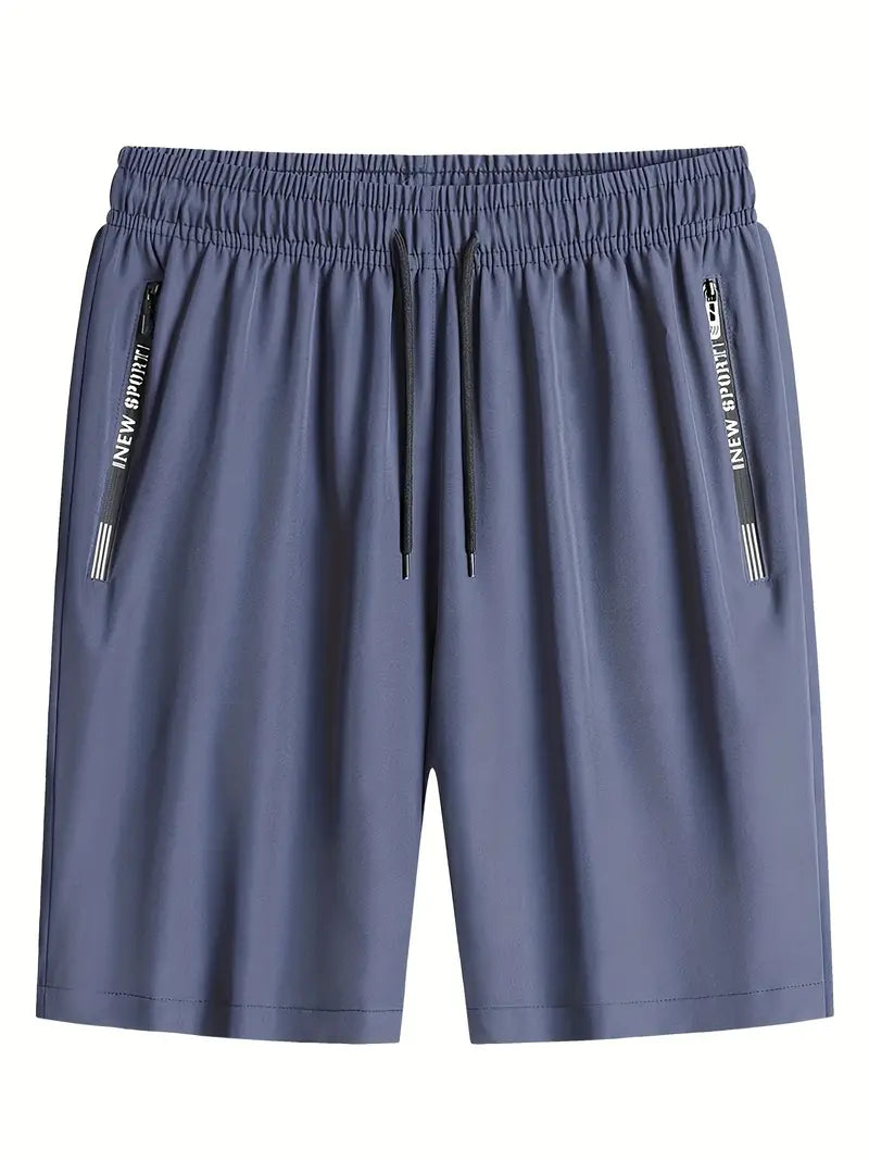 Bermudas confortáveis com bolsos com zíper, shorts casuais de cor sólida para passeio e actividdades esportivas