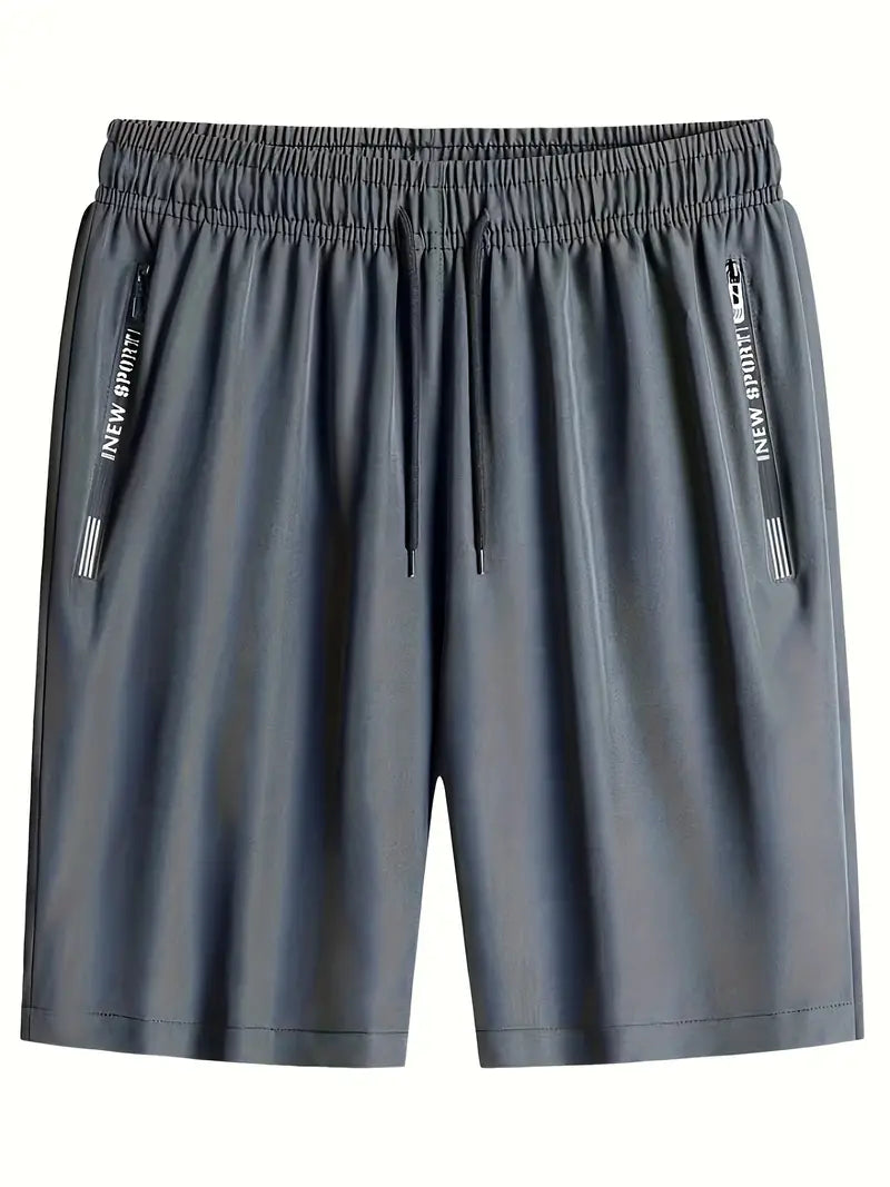 Bermudas confortáveis com bolsos com zíper, shorts casuais de cor sólida para passeio e actividdades esportivas