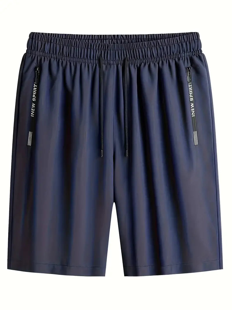 Bermudas confortáveis com bolsos com zíper, shorts casuais de cor sólida para passeio e actividdades esportivas