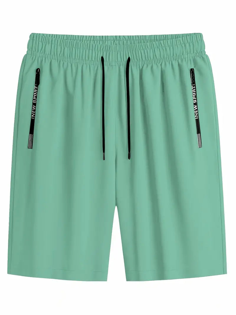 Bermudas confortáveis com bolsos com zíper, shorts casuais de cor sólida para passeio e actividdades esportivas