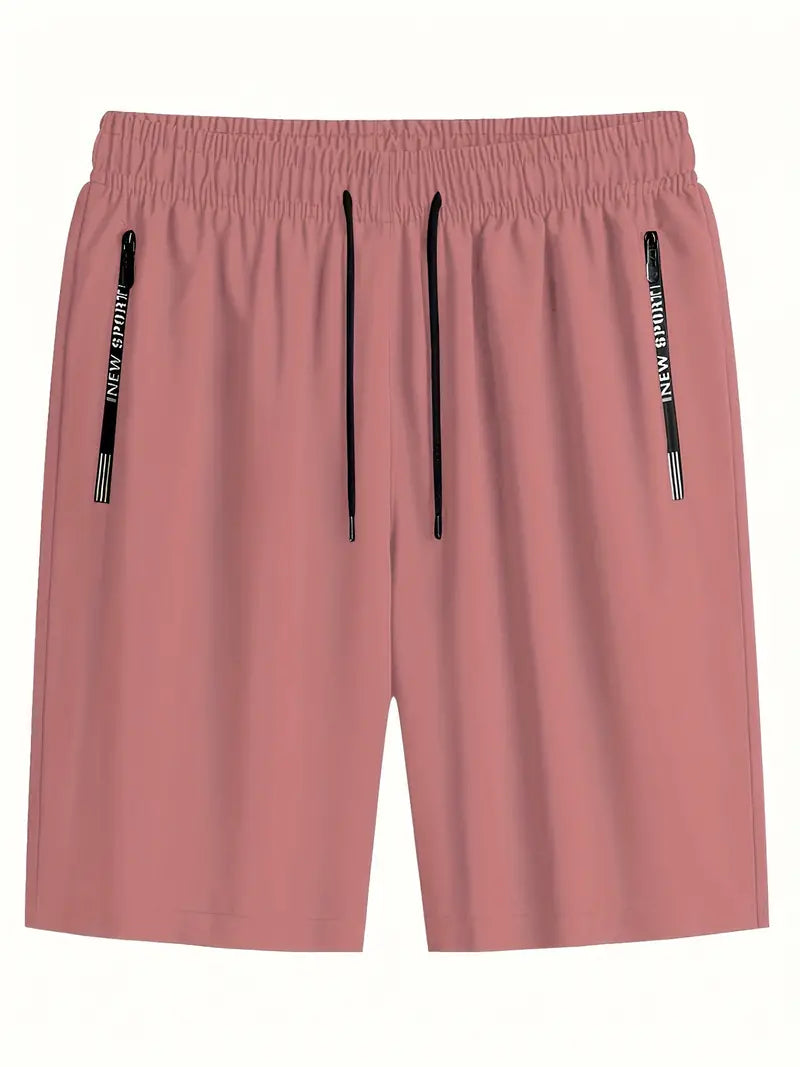Bermudas confortáveis com bolsos com zíper, shorts casuais de cor sólida para passeio e actividdades esportivas