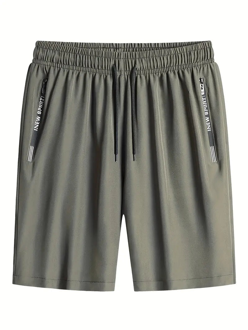 Bermudas confortáveis com bolsos com zíper, shorts casuais de cor sólida para passeio e actividdades esportivas