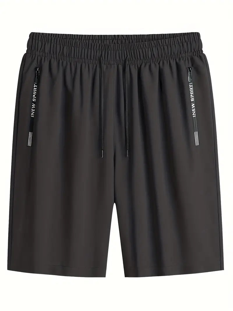 Bermudas confortáveis com bolsos com zíper, shorts casuais de cor sólida para passeio e actividdades esportivas