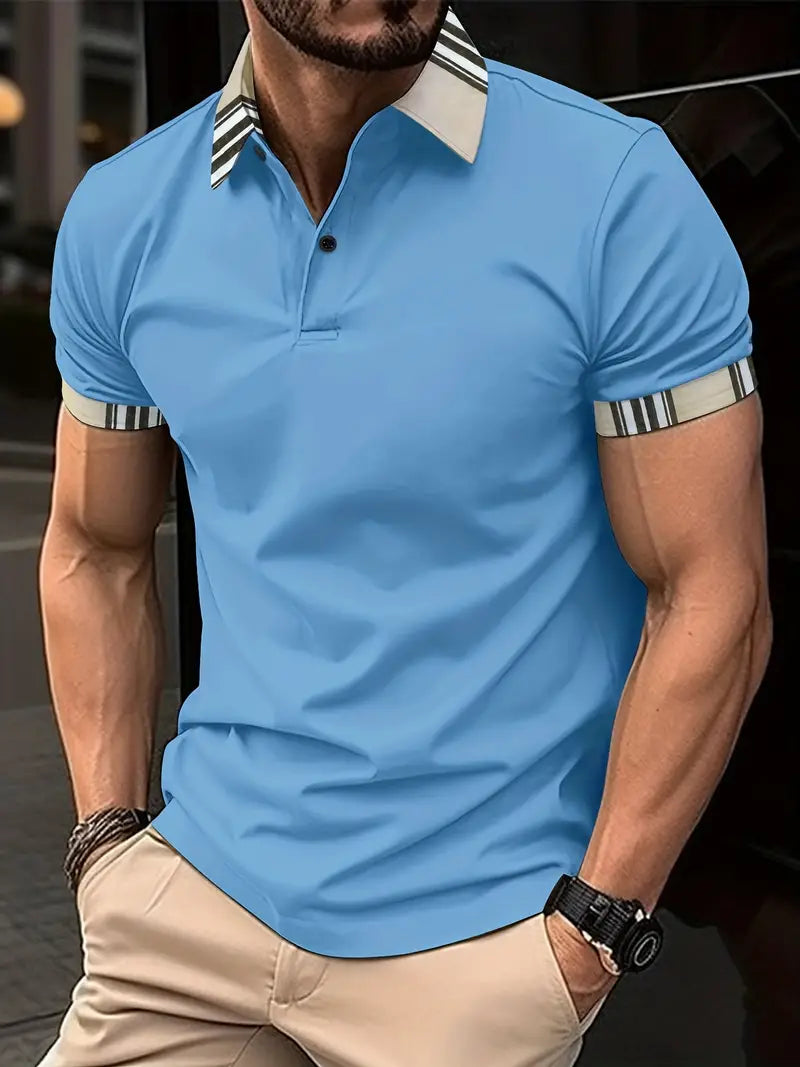 Camiseta Polo de golfe masculino moderno de manga curta – Design de cor solida