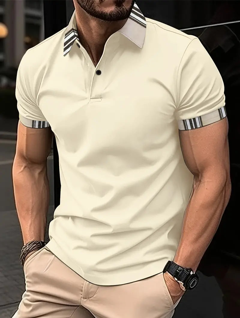 Camiseta Polo de golfe masculino moderno de manga curta – Design de cor solida
