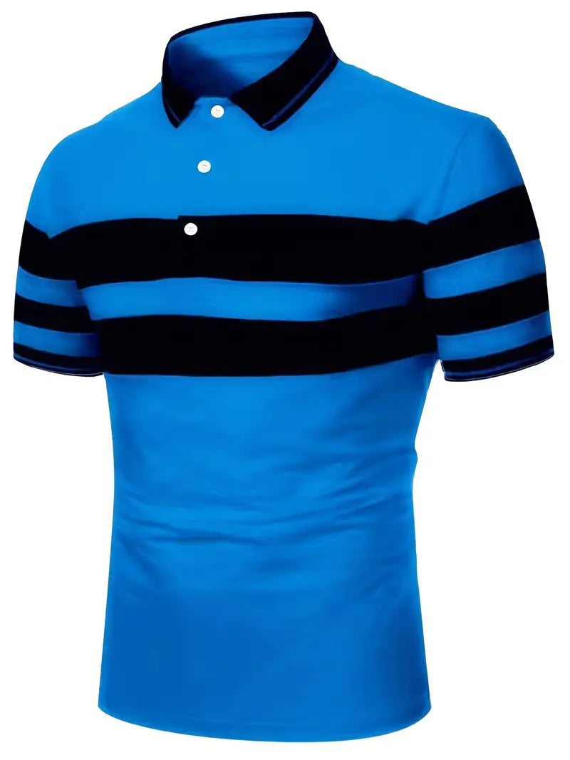 Camisete de manga curta masculina de bloco de cores, para lazer e esportes