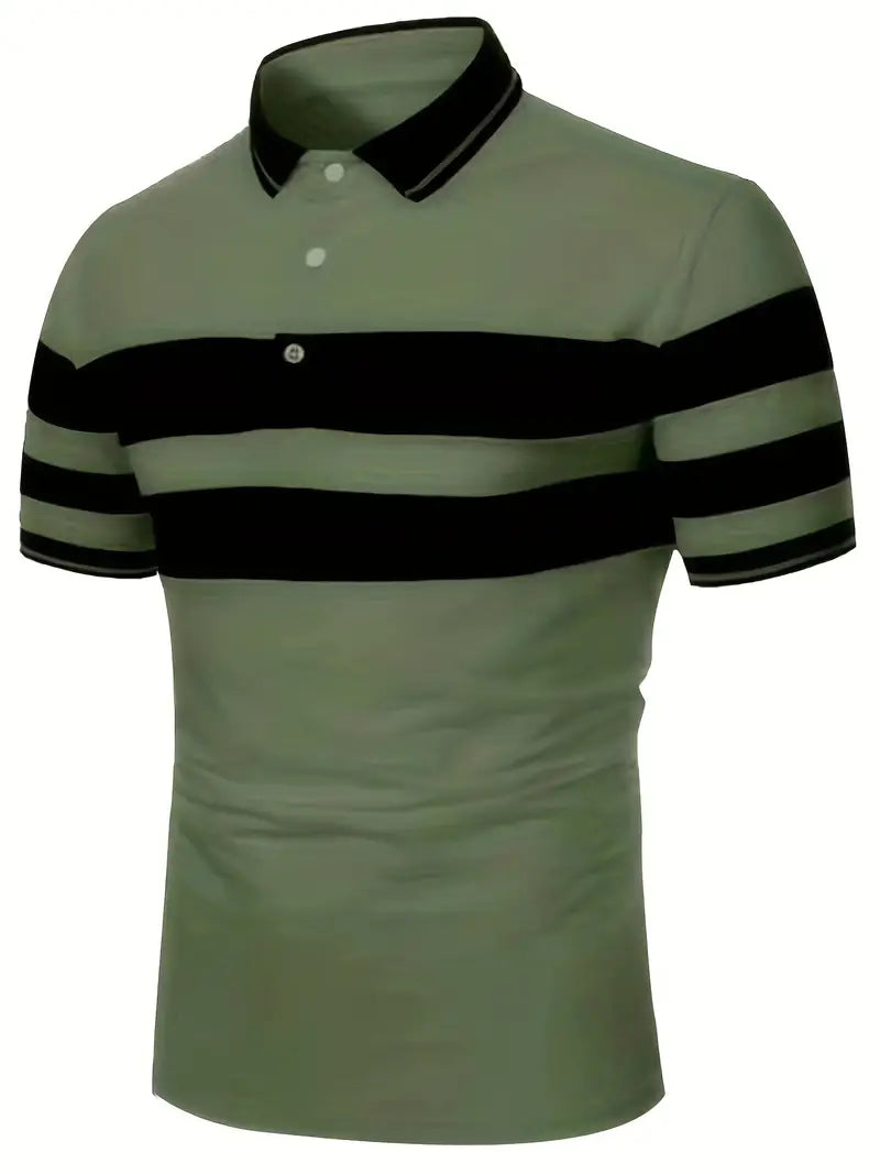 Camisete de manga curta masculina de bloco de cores, para lazer e esportes