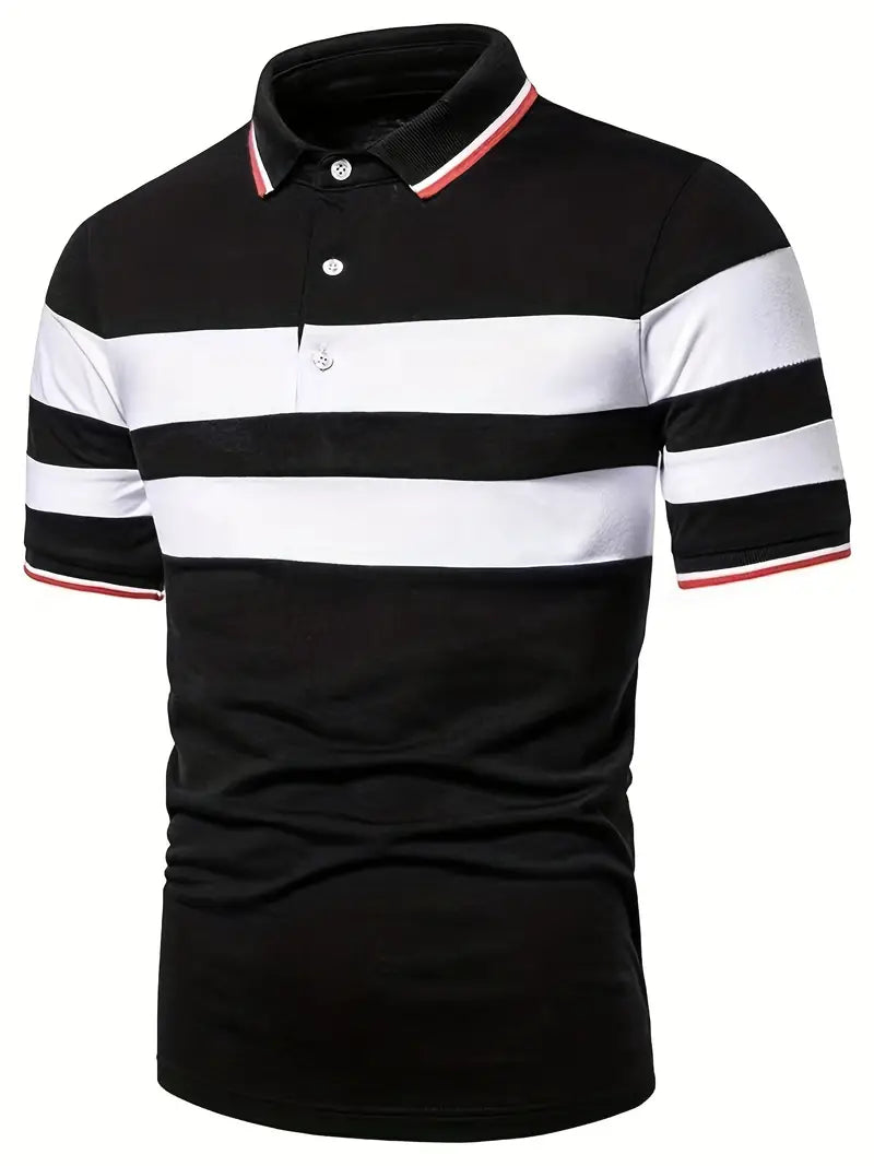 Camisete de manga curta masculina de bloco de cores, para lazer e esportes
