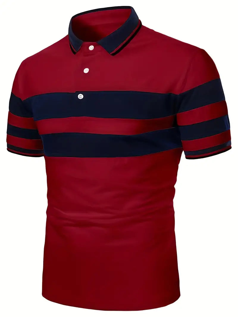 Camisete de manga curta masculina de bloco de cores, para lazer e esportes