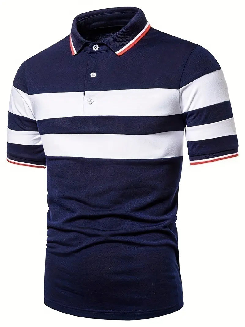 Camisete de manga curta masculina de bloco de cores, para lazer e esportes