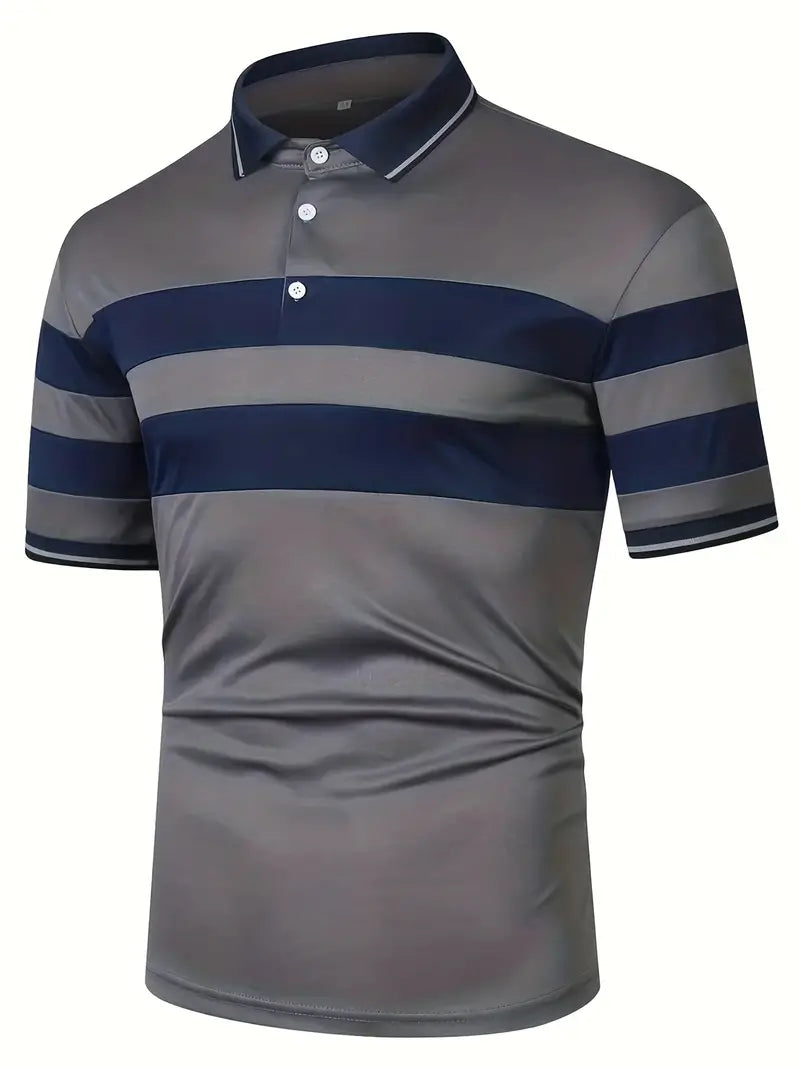 Camisete de manga curta masculina de bloco de cores, para lazer e esportes