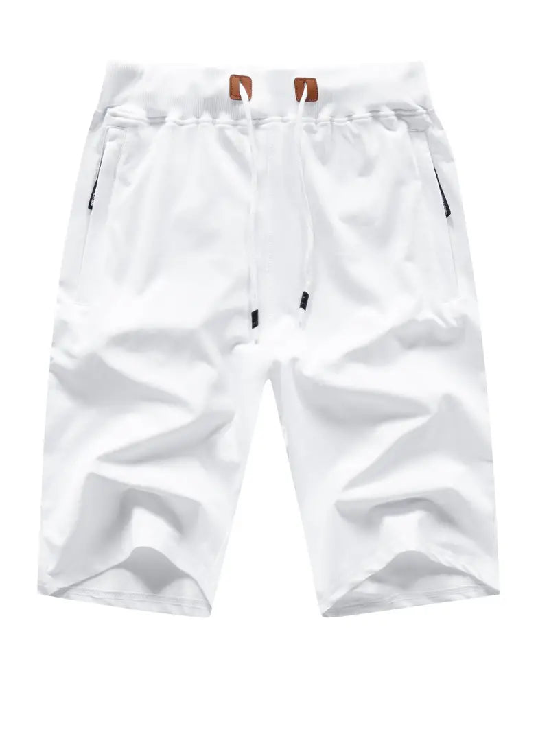 Shorts masculinos casuais com ajuste clássico, estilo, cordão na cintura elástica, ideais para o verão, com bolsos com zíper