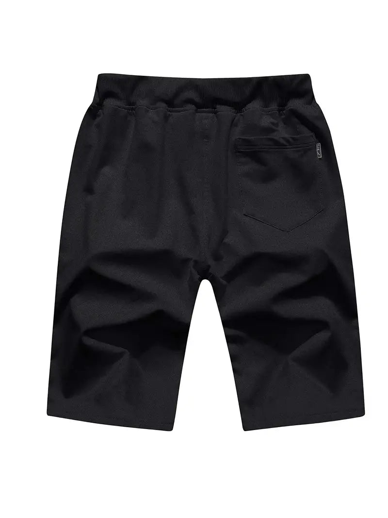 Shorts masculinos casuais com ajuste clássico, estilo, cordão na cintura elástica, ideais para o verão, com bolsos com zíper
