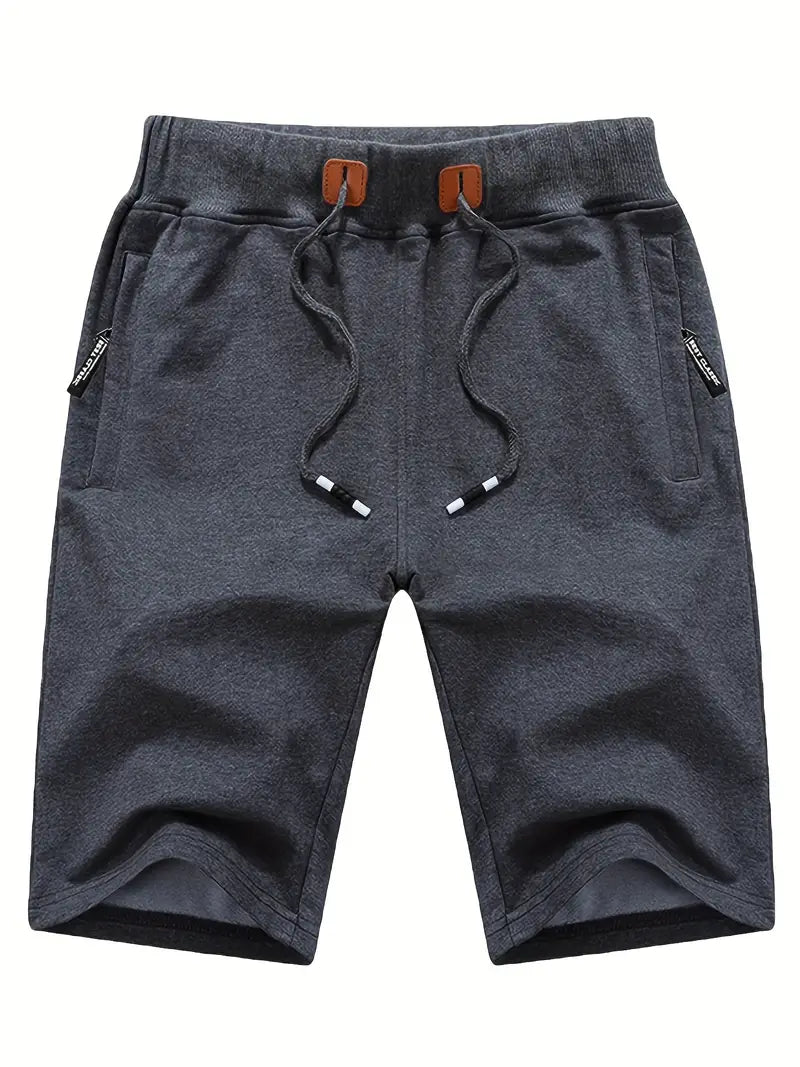 Shorts masculinos casuais com ajuste clássico, estilo, cordão na cintura elástica, ideais para o verão, com bolsos com zíper