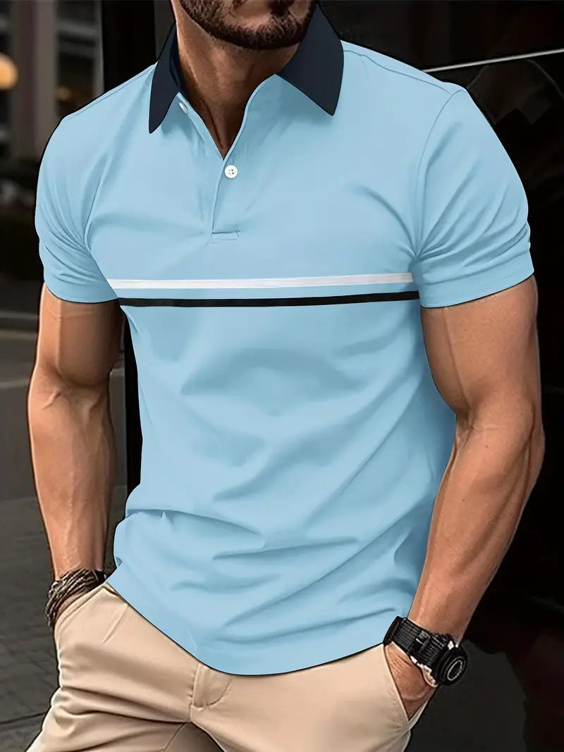 Camisete masculina listrada de manga curta para o dia á dia, lazer e esportes
