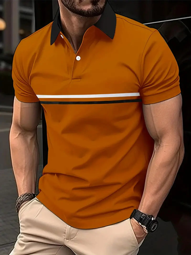 Camisete masculina listrada de manga curta para o dia á dia, lazer e esportes
