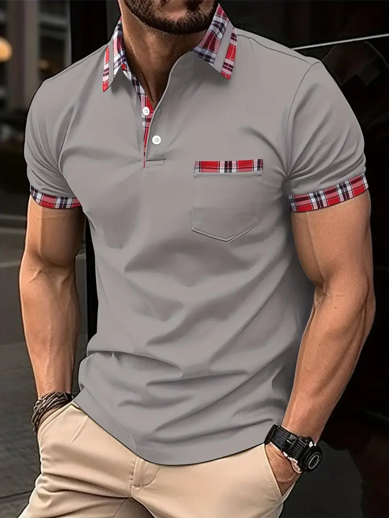 Camisas masculinas de verão com botões, mangas curtas e bolsos, perfeitas para um visual casual e confortável