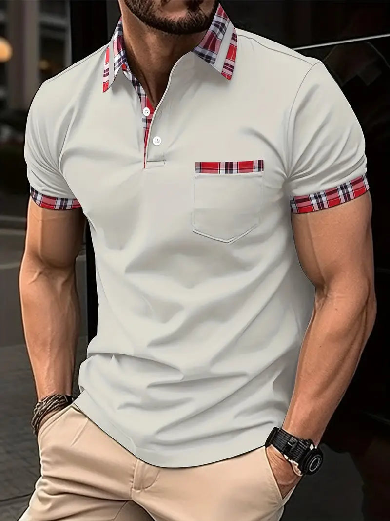 Camisas masculinas de verão com botões, mangas curtas e bolsos, perfeitas para um visual casual e confortável