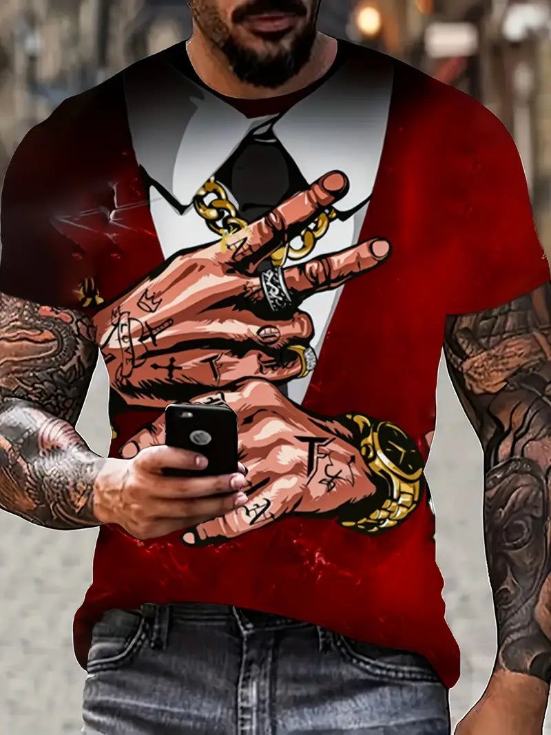 Camiseta de manga curta de Gola redonda do Estilo Hip Hop , Moda Urbana Masculina