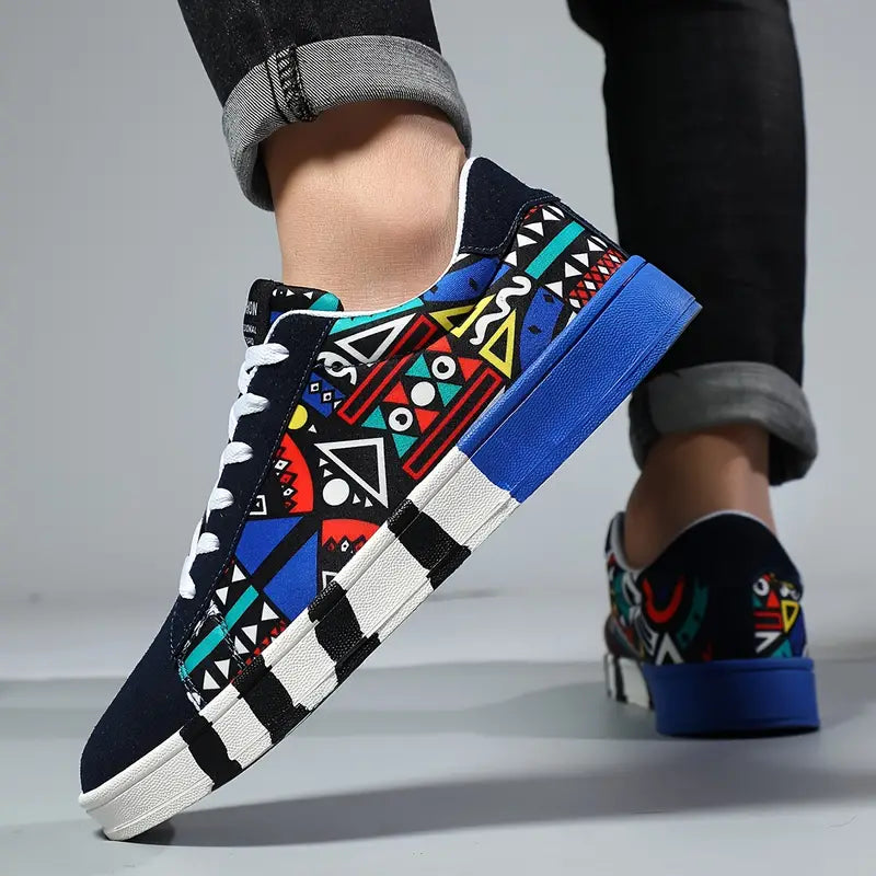 Sapatilhas masculino de desenho tribal vibrante para passeio