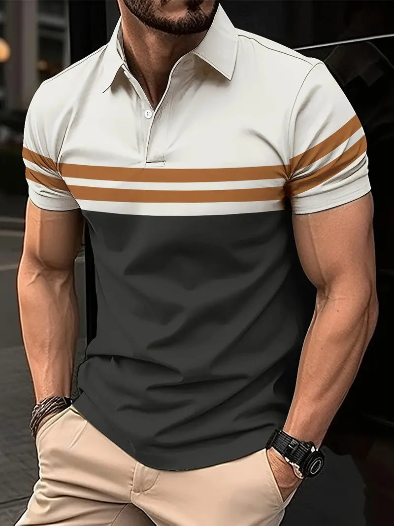 Camisa estampada de manga curta estilo vintage para homens para uso diario